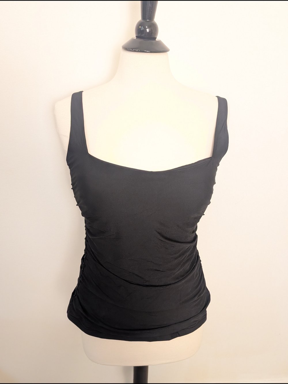 Athleta Black Ruched Square Neck Tankini Women's Bra Size 38 D/DD Large